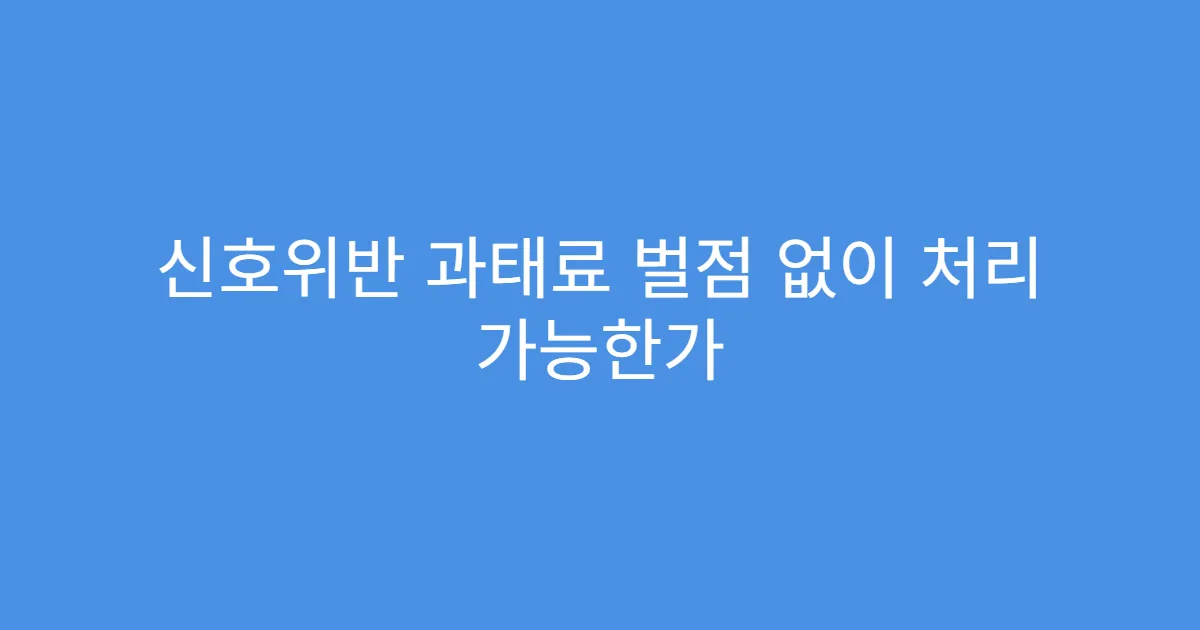 신호위반 과태료 벌점 없이 처리 가능한가