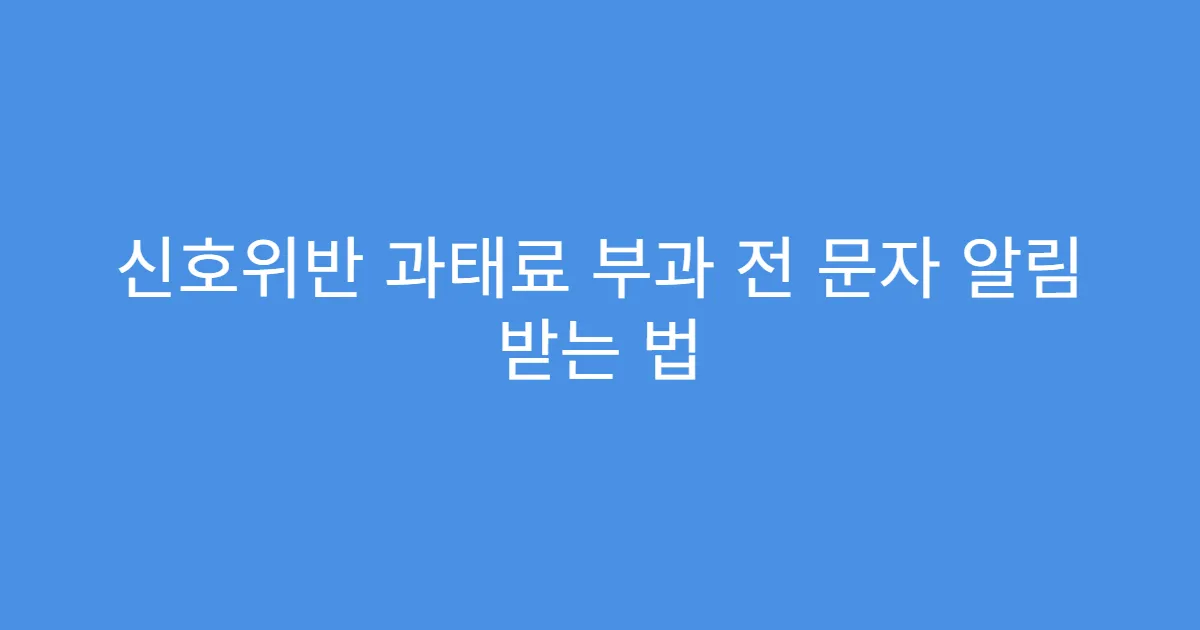 신호위반 과태료 부과 전 문자 알림 받는 법