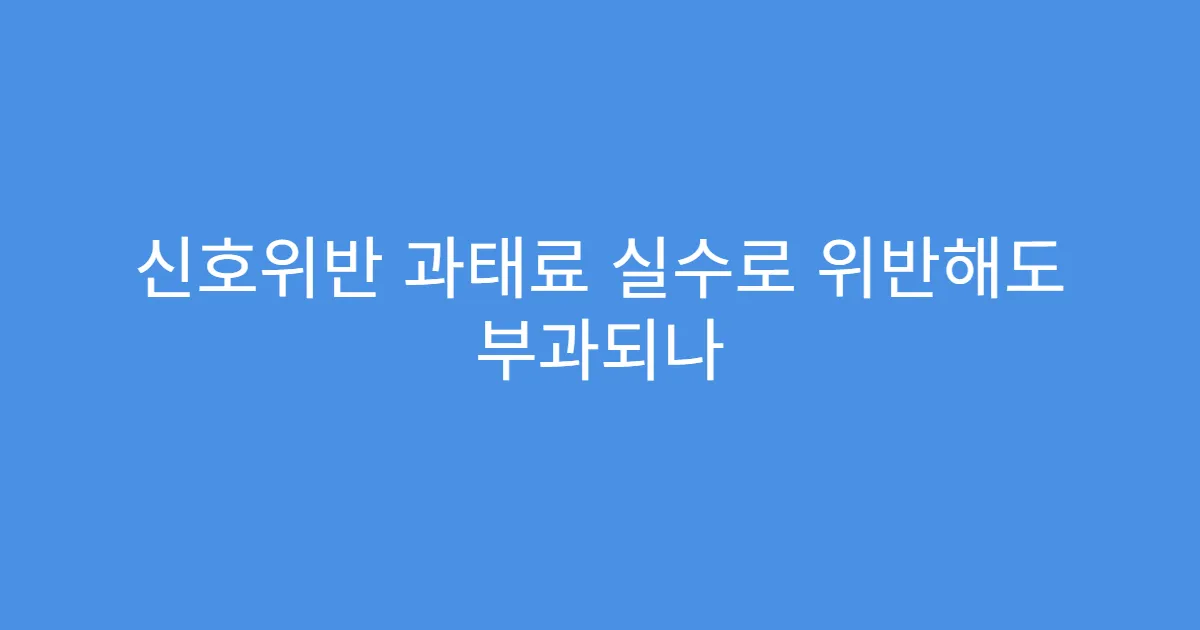 신호위반 과태료 실수로 위반해도 부과되나