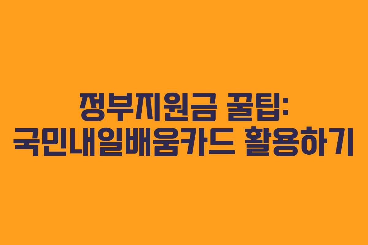 정부지원금 꿀팁: 국민내일배움카드 활용하기