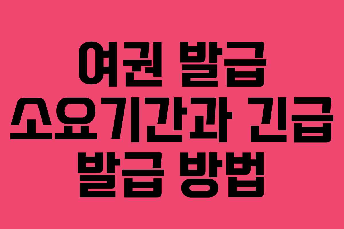 여권 발급 소요기간과 긴급 발급 방법