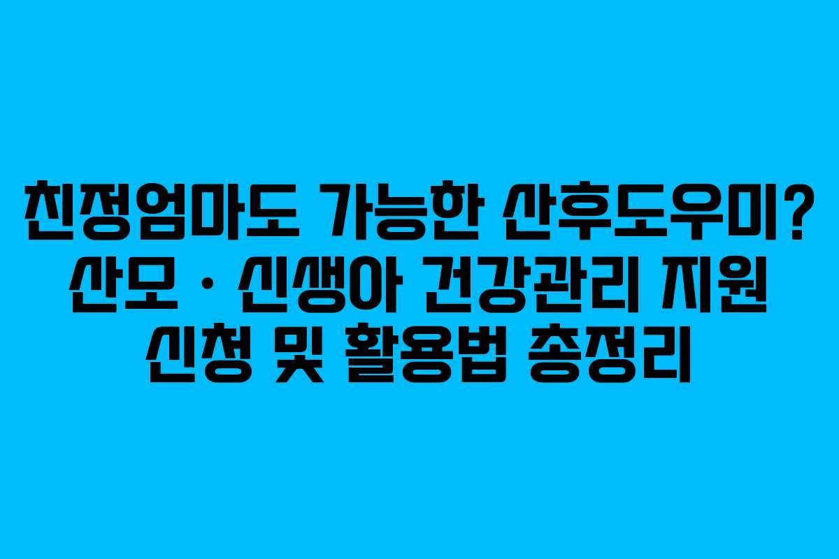친정엄마도 가능한 산후도우미? 산모ㆍ신생아 건강관리 지원 신청 및 활용법 총정리 친정엄마도 가능한 산후도우미? 산모ㆍ신생아 건강관리 지원 신청 및 활용법 총정리