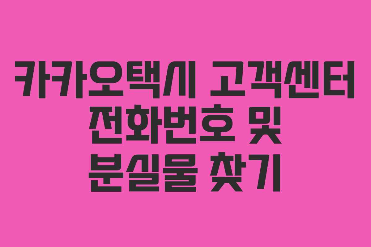 카카오택시 고객센터 전화번호 및 분실물 찾기 카카오택시 고객센터 전화번호 및 분실물 찾기