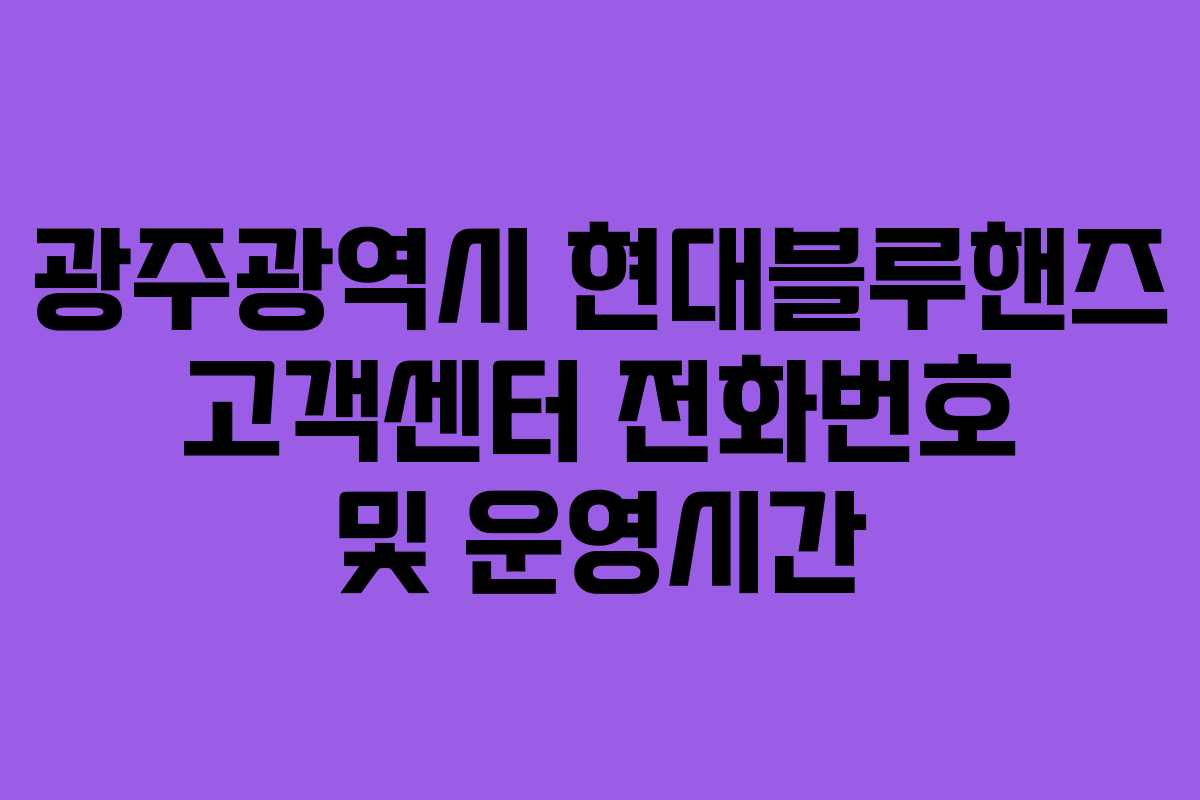 광주광역시 현대블루핸즈 고객센터 전화번호 및 운영시간 광주광역시 현대블루핸즈 고객센터 전화번호 및 운영시간