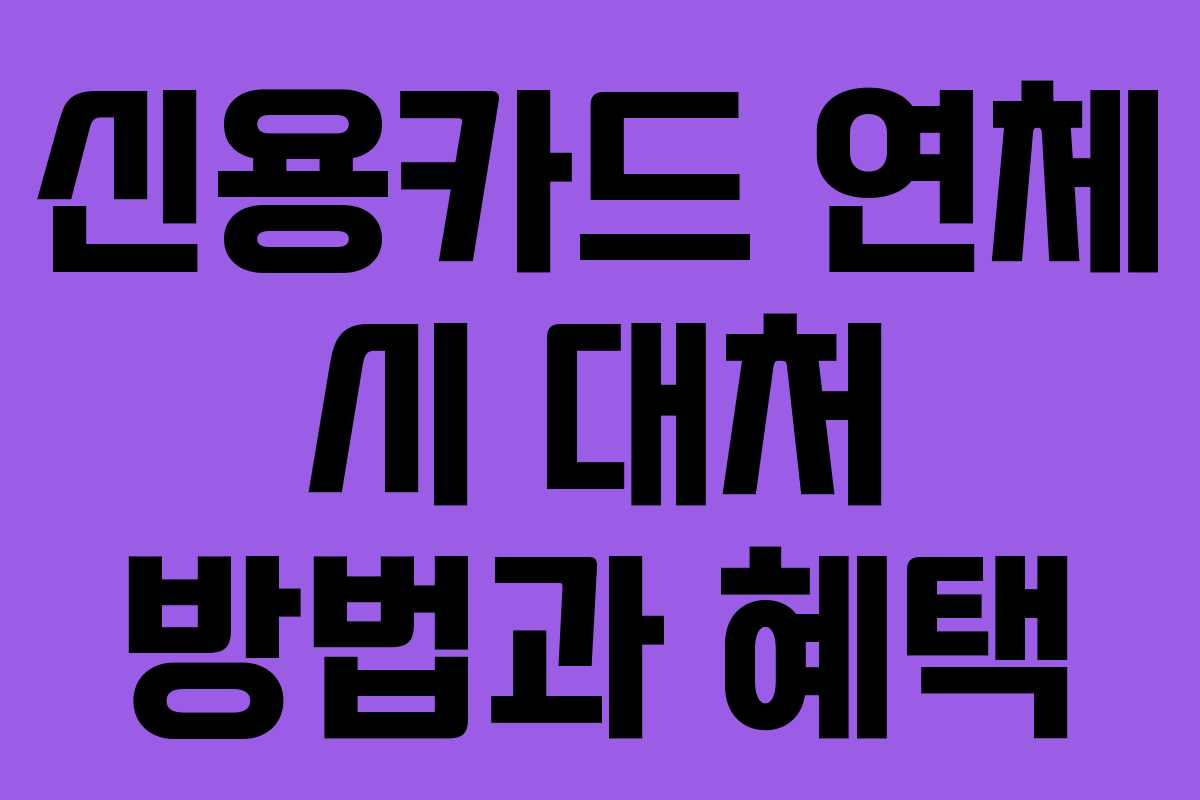 신용카드 연체 시 대처 방법과 혜택
