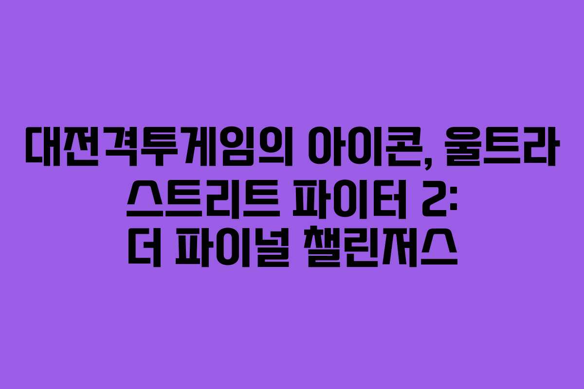 대전격투게임의 아이콘, 울트라 스트리트 파이터 2: 더 파이널 챌린저스 대전격투게임의 아이콘, 울트라 스트리트 파이터 2: 더 파이널 챌린저스