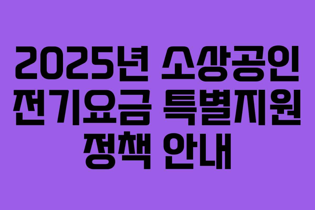 2025년 소상공인 전기요금 특별지원 정책 안내 2025년 소상공인 전기요금 특별지원 정책 안내