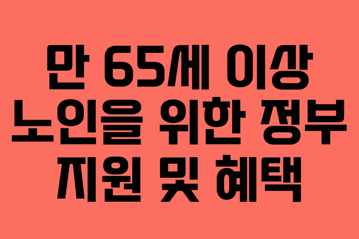 만 65세 이상 노인을 위한 정부 지원 및 혜택 만 65세 이상 노인을 위한 정부 지원 및 혜택