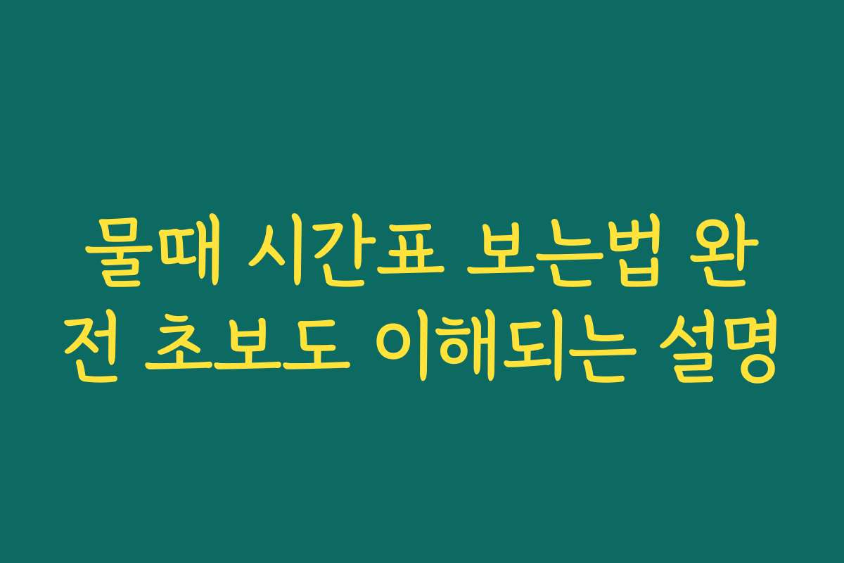 물때 시간표 보는법 완전 초보도 이해되는 설명