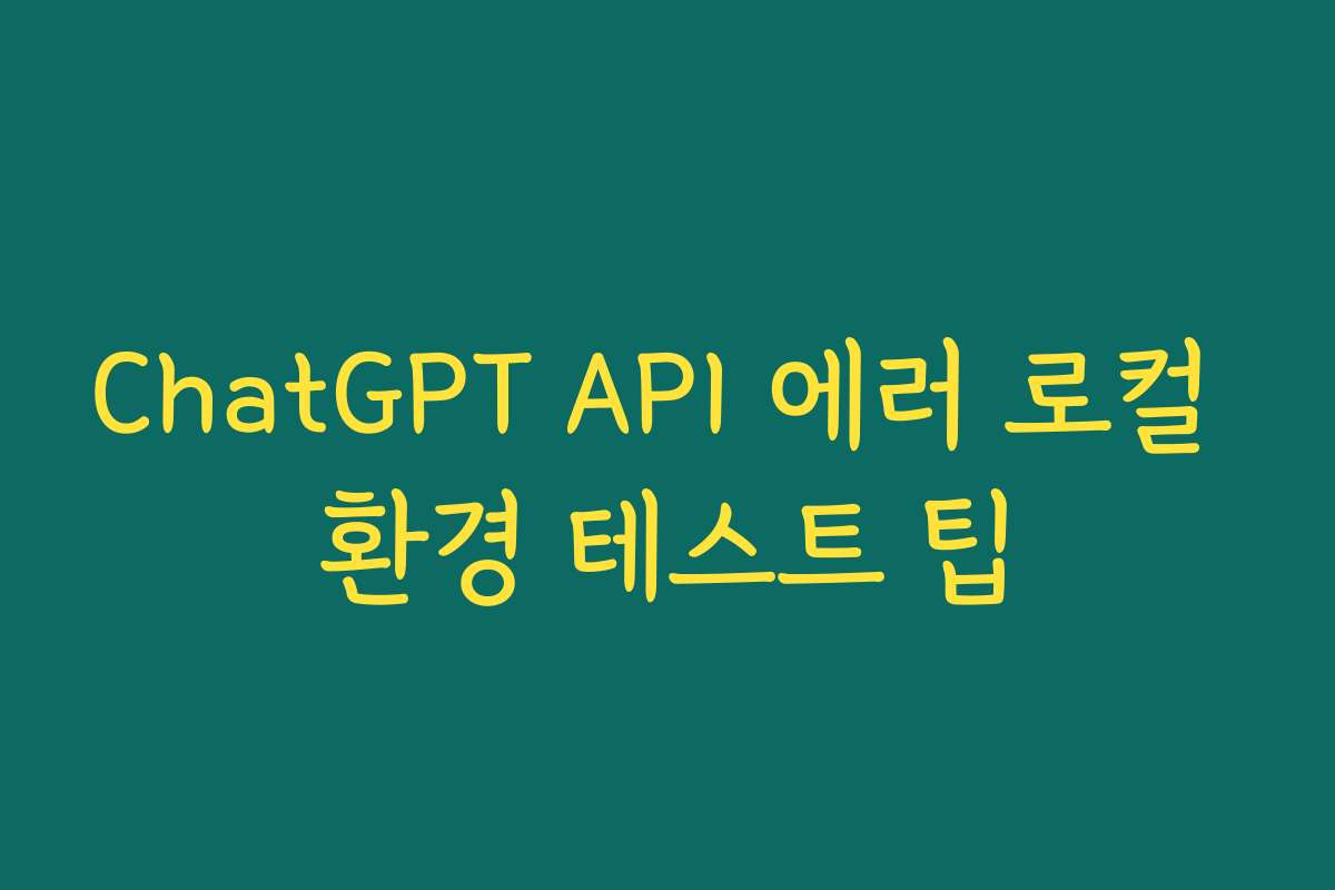 ChatGPT API 에러 로컬 환경 테스트 팁