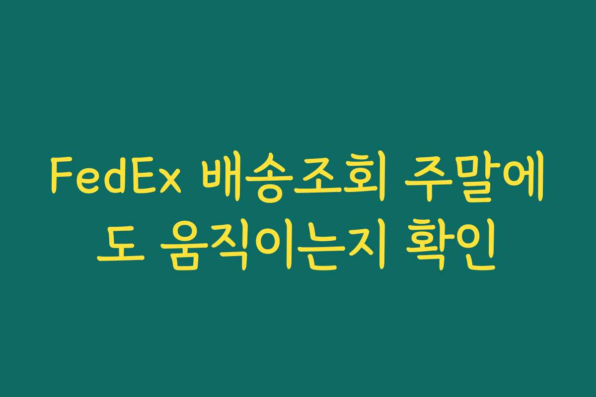 FedEx 배송조회 주말에도 움직이는지 확인