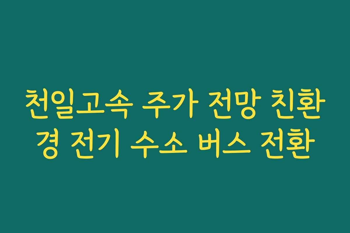 천일고속 주가 전망 친환경 전기 수소 버스 전환
