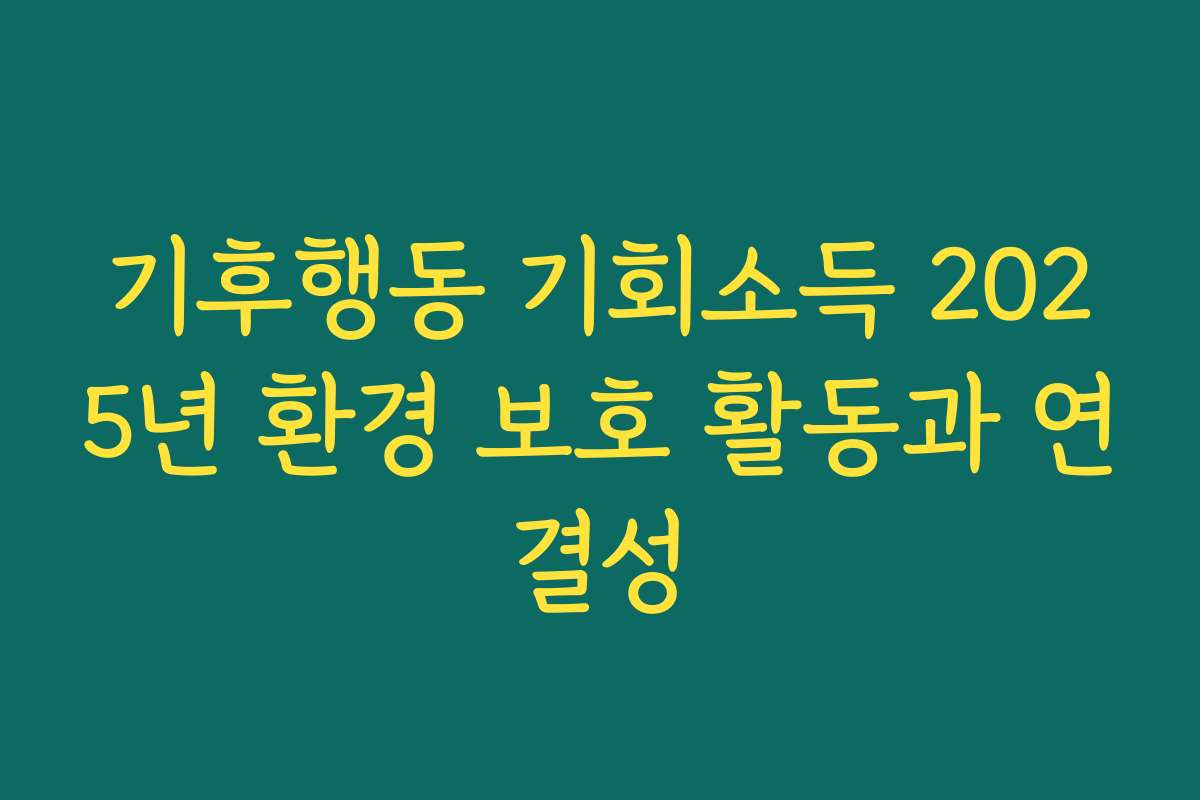 기후행동 기회소득 2025년 환경 보호 활동과 연결성