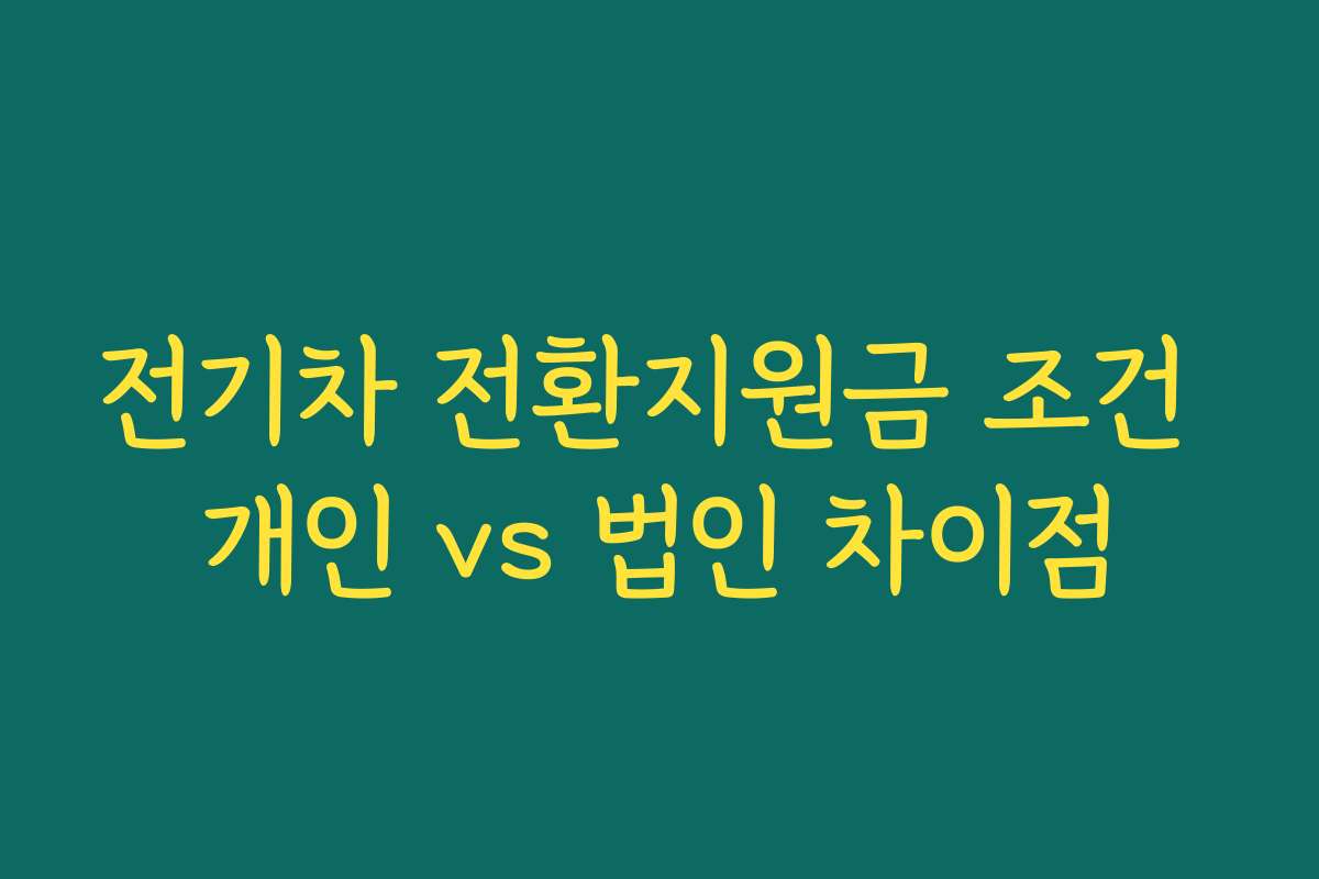 전기차 전환지원금 조건 개인 vs 법인 차이점