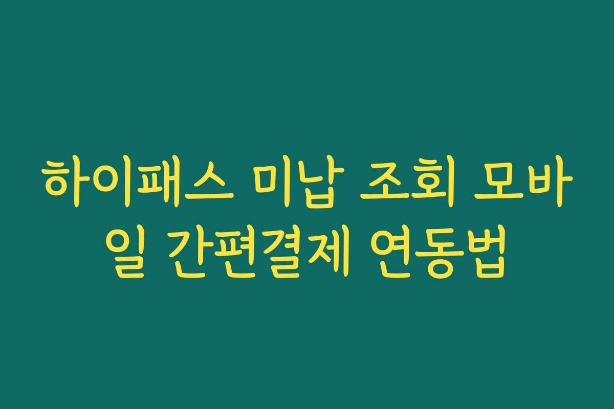 하이패스 미납 조회 모바일 간편결제 연동법 하이패스 미납 조회 모바일 간편결제 연동법