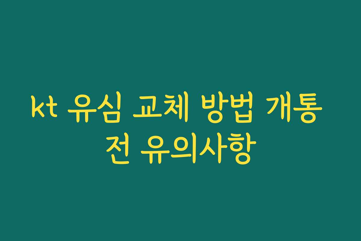 kt 유심 교체 방법 개통 전 유의사항 kt 유심 교체 방법 개통 전 유의사항