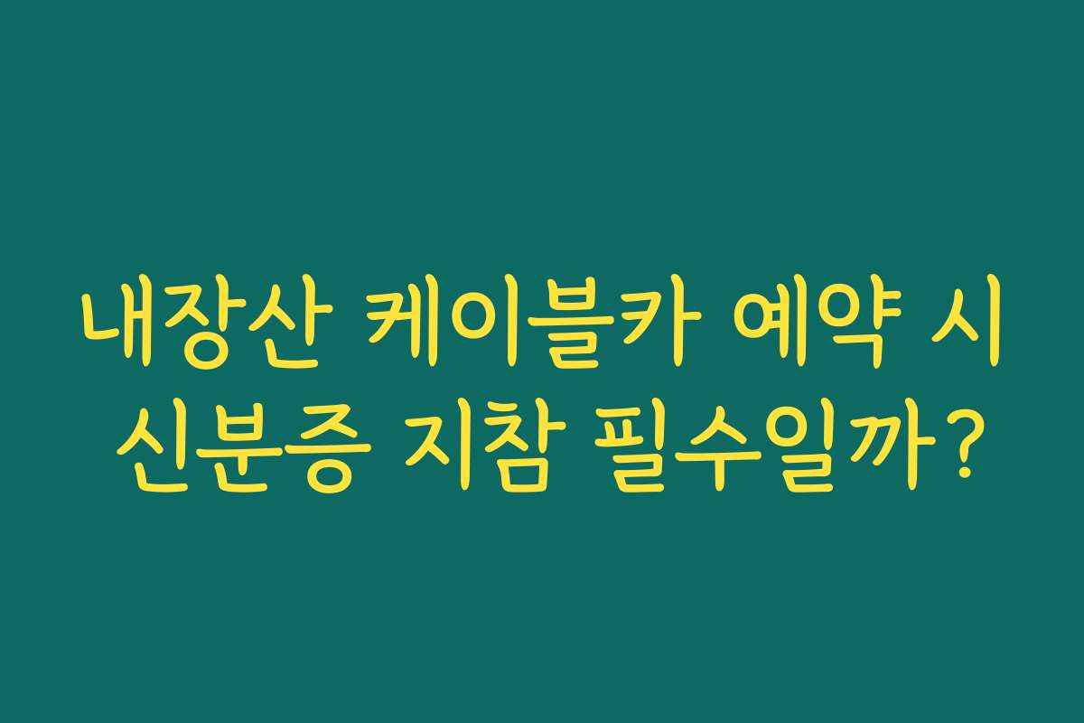 내장산 케이블카 예약 시 신분증 지참 필수일까? 내장산 케이블카 예약 시 신분증 지참 필수일까?
