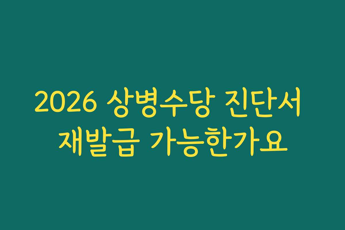 2026 상병수당 진단서 재발급 가능한가요
