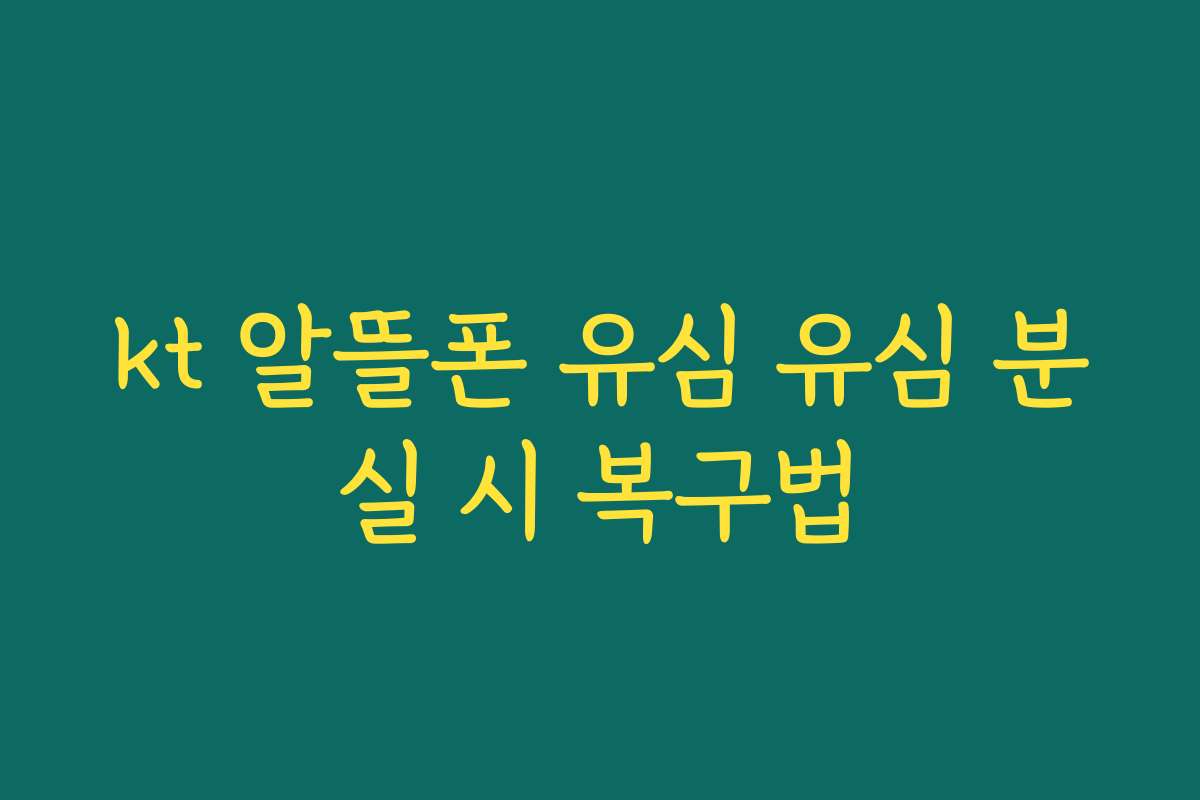 kt 알뜰폰 유심 유심 분실 시 복구법