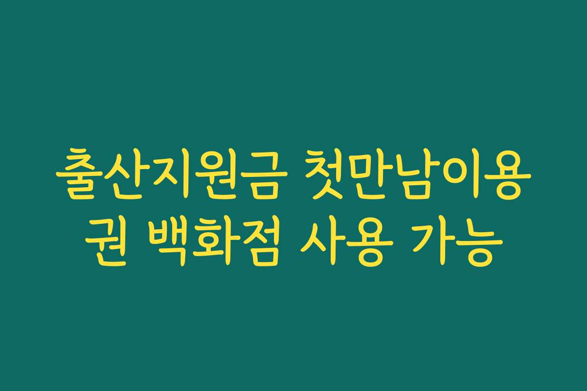출산지원금 첫만남이용권 백화점 사용 가능