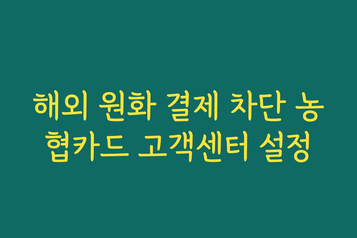 해외 원화 결제 차단 농협카드 고객센터 설정