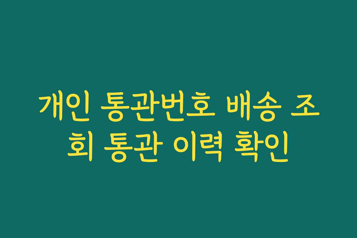 개인 통관번호 배송 조회 통관 이력 확인 개인 통관번호 배송 조회 통관 이력 확인