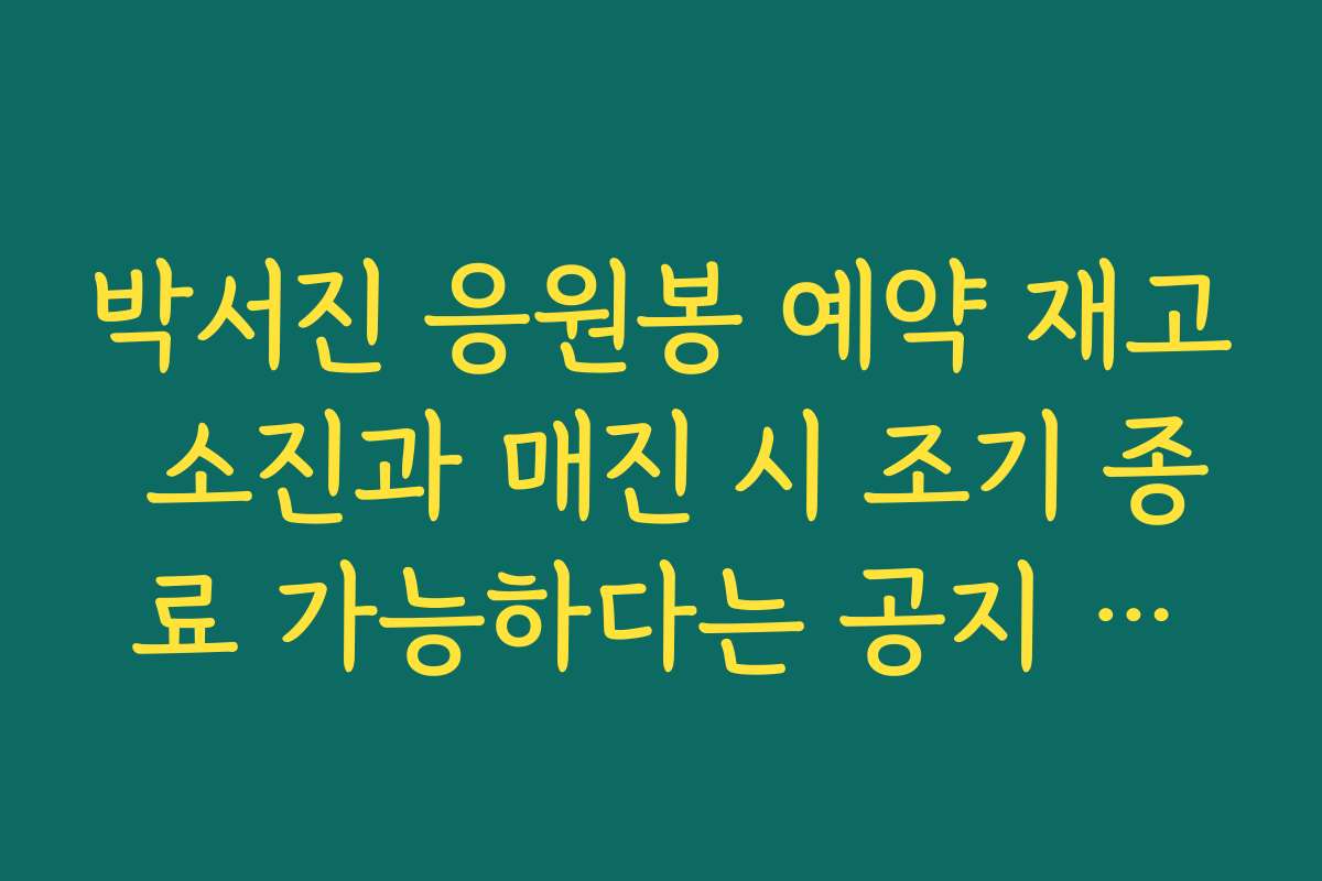 박서진 응원봉 예약 재고 소진과 매진 시 조기 종료 가능하다는 공지 확인하기