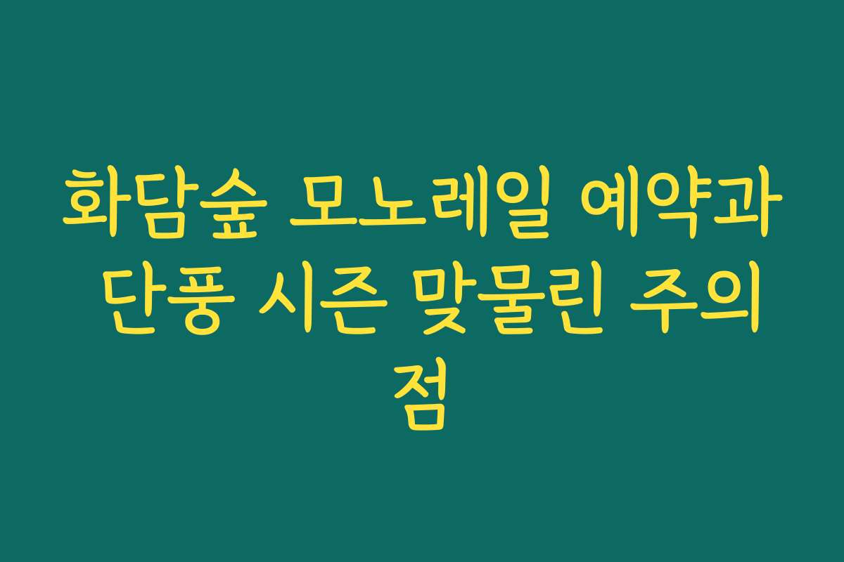 화담숲 모노레일 예약과 단풍 시즌 맞물린 주의점 화담숲 모노레일 예약과 단풍 시즌 맞물린 주의점