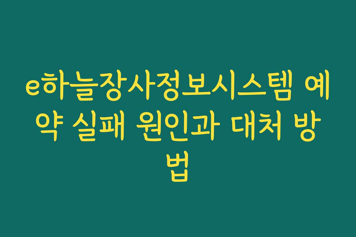 e하늘장사정보시스템 예약 실패 원인과 대처 방법