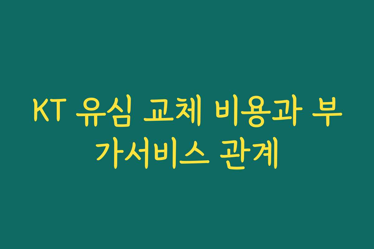 KT 유심 교체 비용과 부가서비스 관계