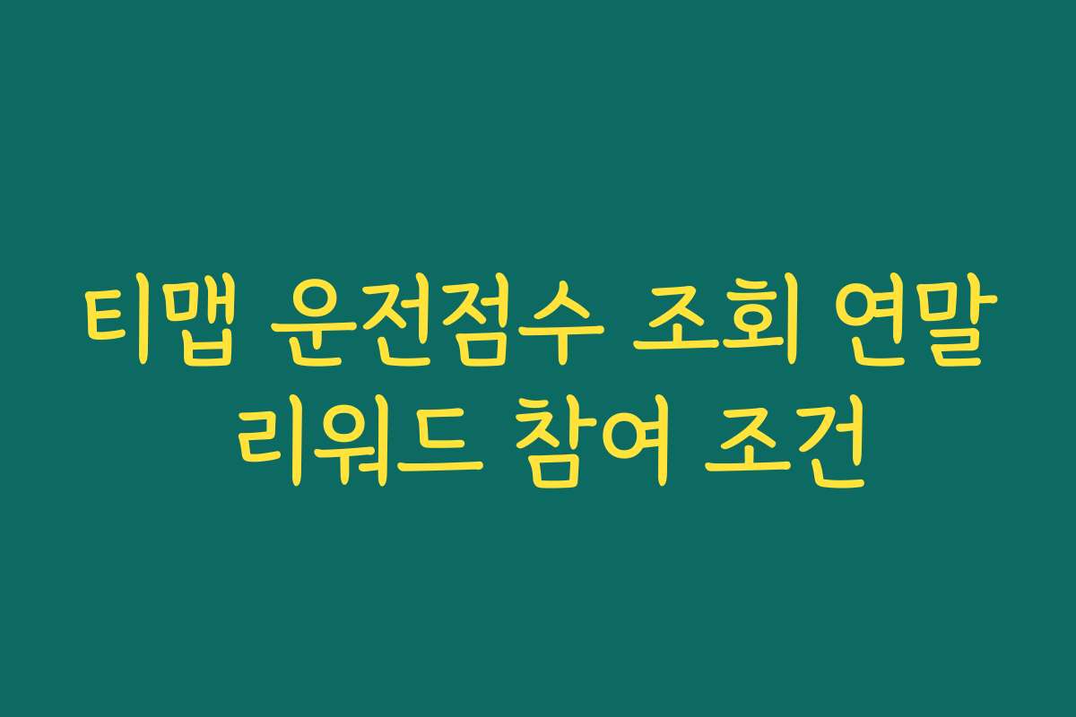티맵 운전점수 조회 연말 리워드 참여 조건