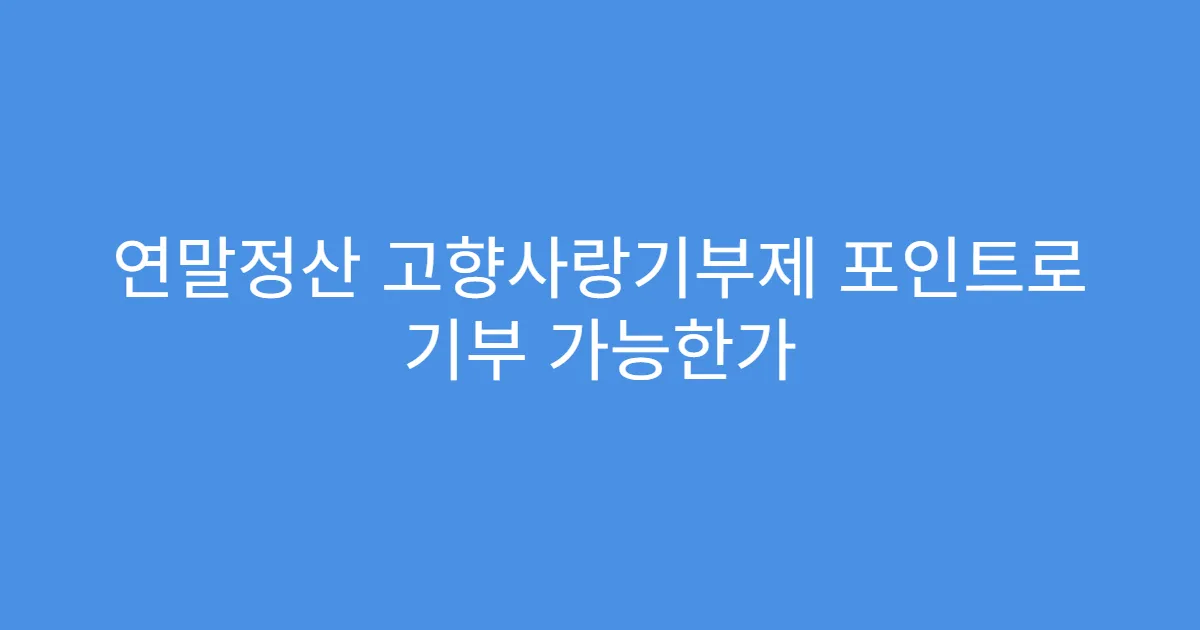 연말정산 고향사랑기부제 포인트로 기부 가능한가