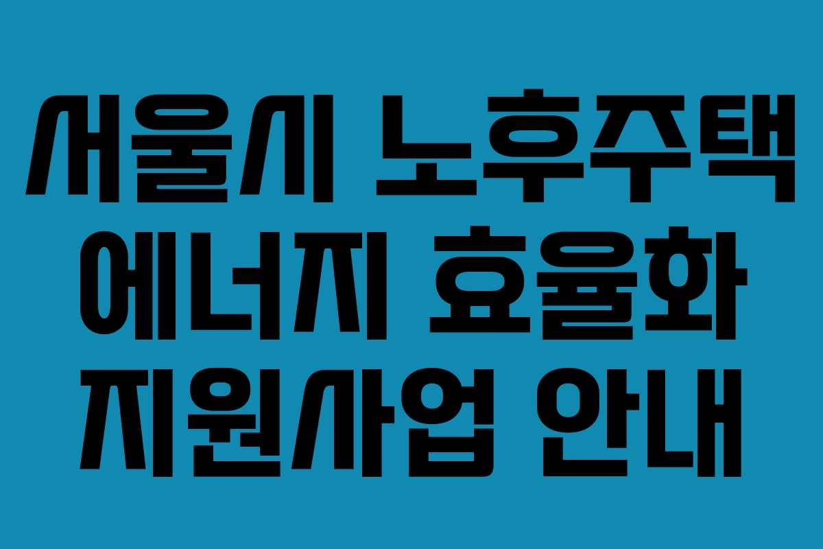 서울시 노후주택 에너지 효율화 지원사업 안내 서울시 노후주택 에너지 효율화 지원사업 안내