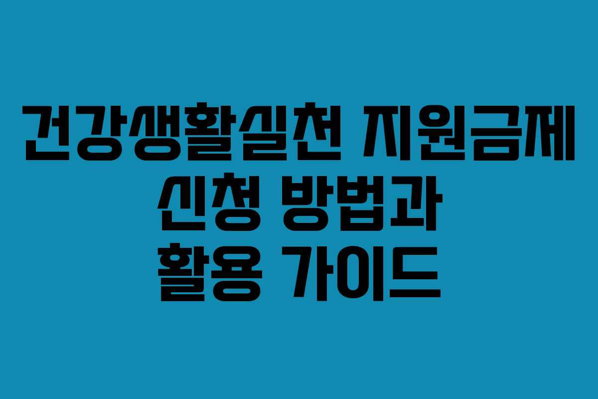 건강생활실천 지원금제 신청 방법과 활용 가이드 건강생활실천 지원금제 신청 방법과 활용 가이드