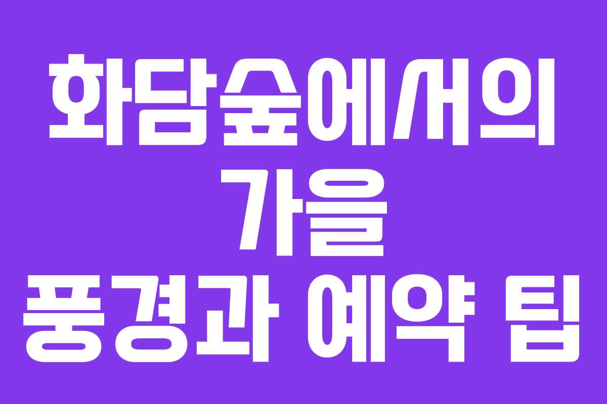 화담숲에서의 가을 풍경과 예약 팁 화담숲에서의 가을 풍경과 예약 팁
