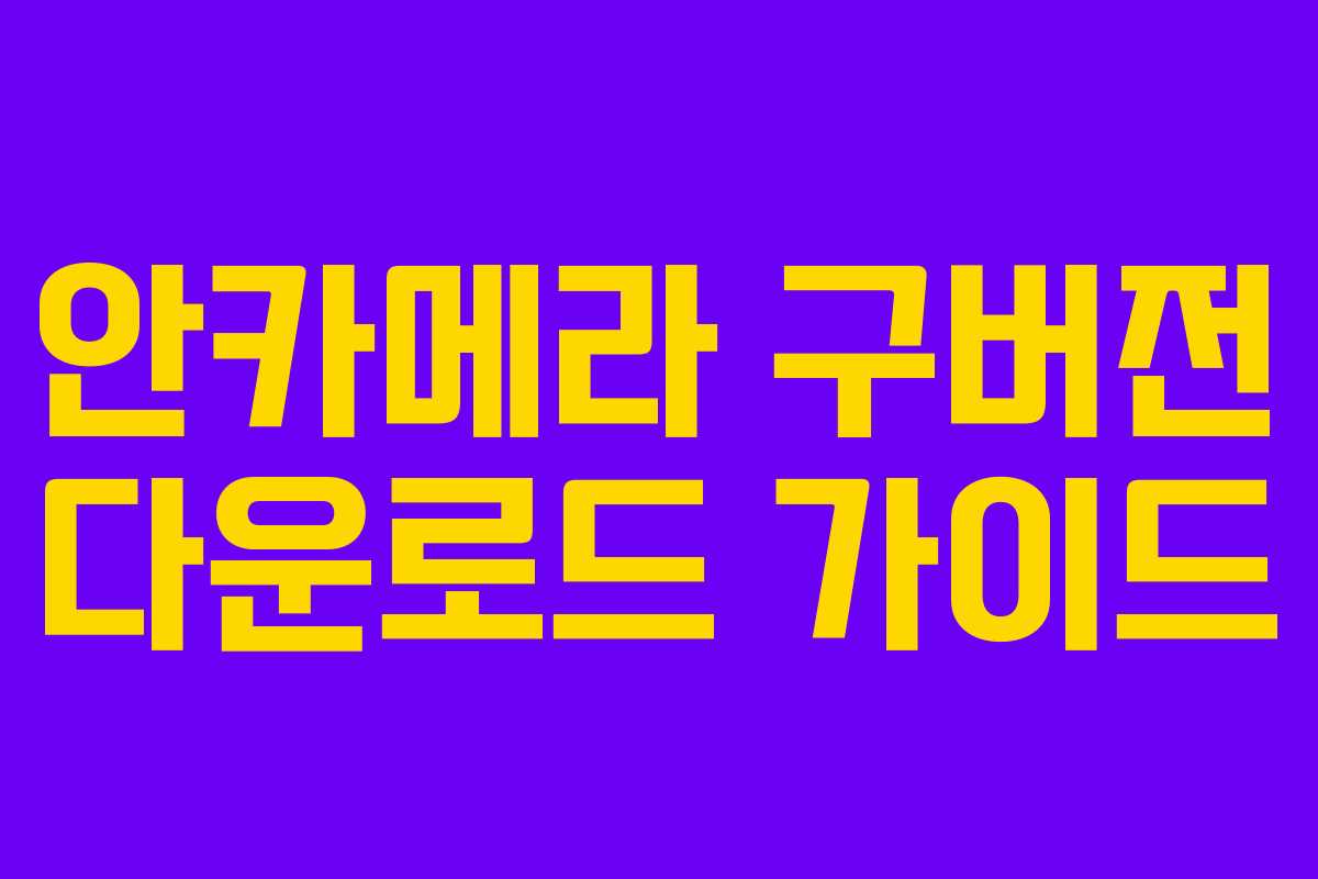 안카메라 구버전 다운로드 가이드 안카메라 구버전 다운로드 가이드