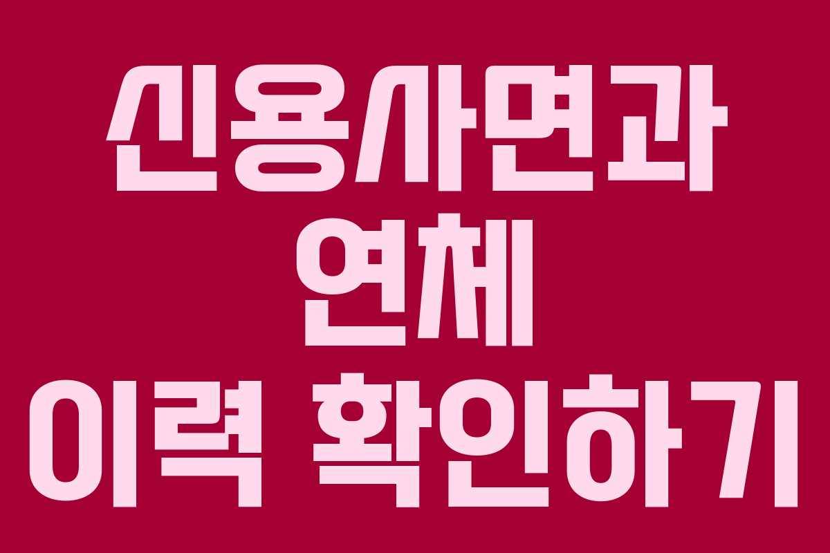 신용사면과 연체 이력 확인하기 신용사면과 연체 이력 확인하기