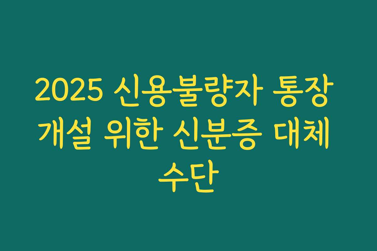 2025 신용불량자 통장 개설 위한 신분증 대체 수단 2025 신용불량자 통장 개설 위한 신분증 대체 수단