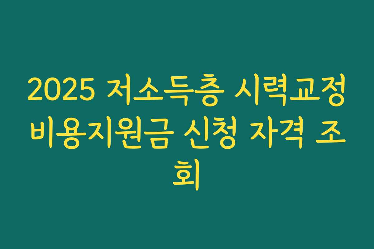 2025 저소득층 시력교정비용지원금 신청 자격 조회 2025 저소득층 시력교정비용지원금 신청 자격 조회