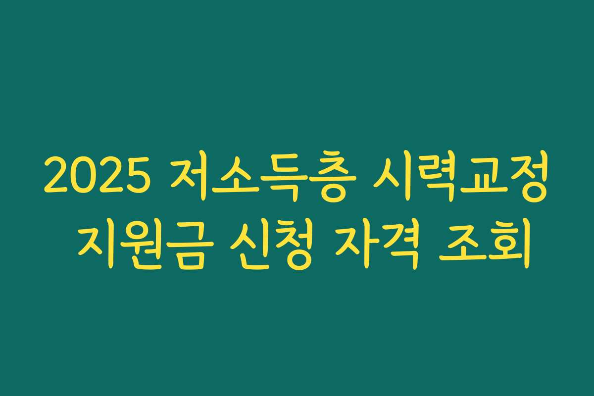 2025 저소득층 시력교정 지원금 신청 자격 조회 2025 저소득층 시력교정 지원금 신청 자격 조회