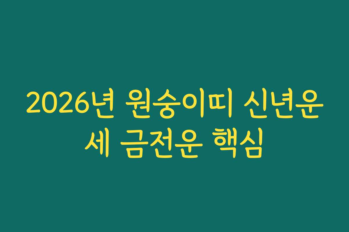 2026년 원숭이띠 신년운세 금전운 핵심 2026년 원숭이띠 신년운세 금전운 핵심