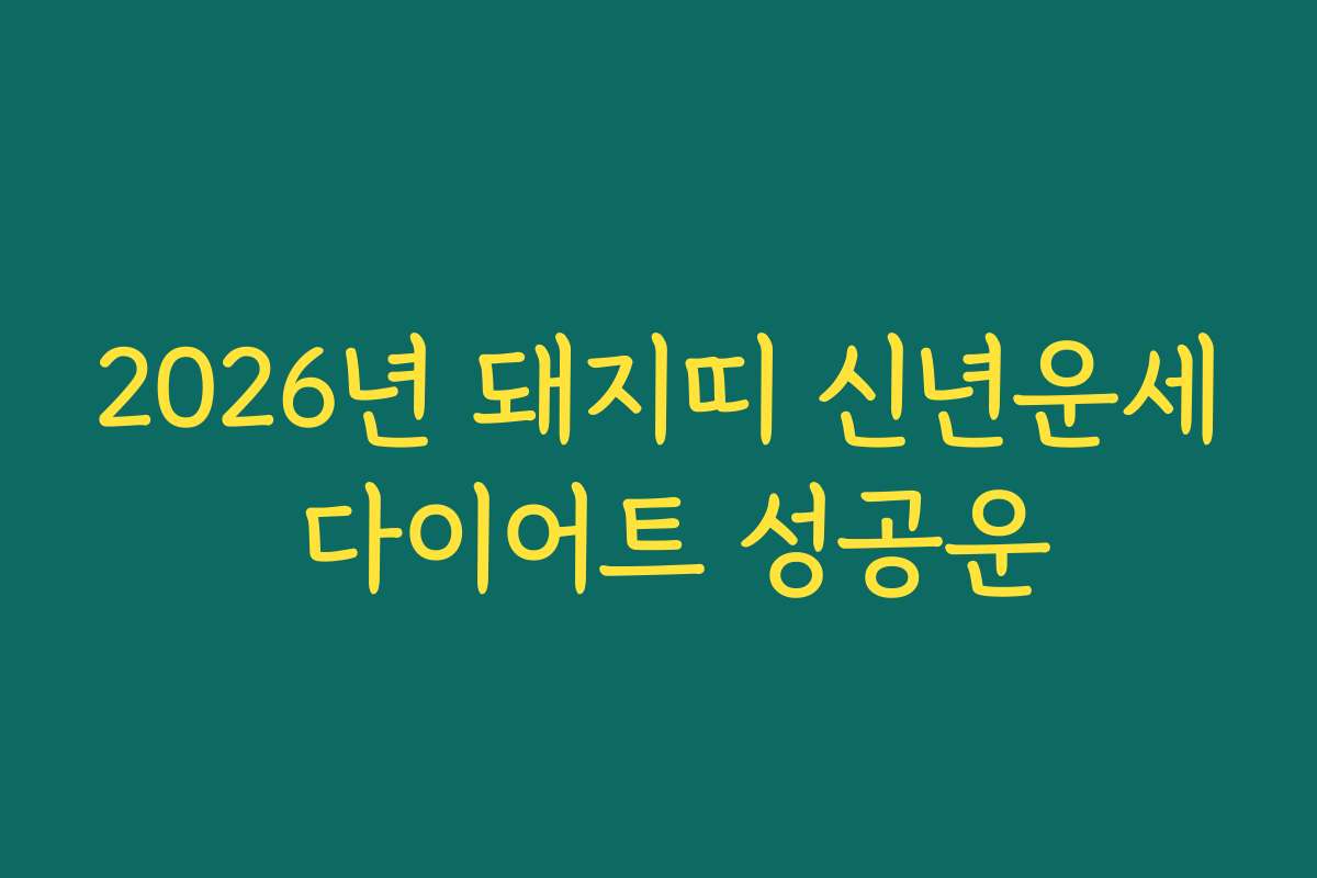 2026년 돼지띠 신년운세 다이어트 성공운 2026년 돼지띠 신년운세 다이어트 성공운