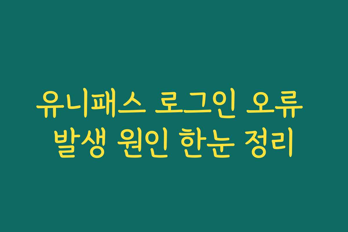유니패스 로그인 오류 발생 원인 한눈 정리 유니패스 로그인 오류 발생 원인 한눈 정리