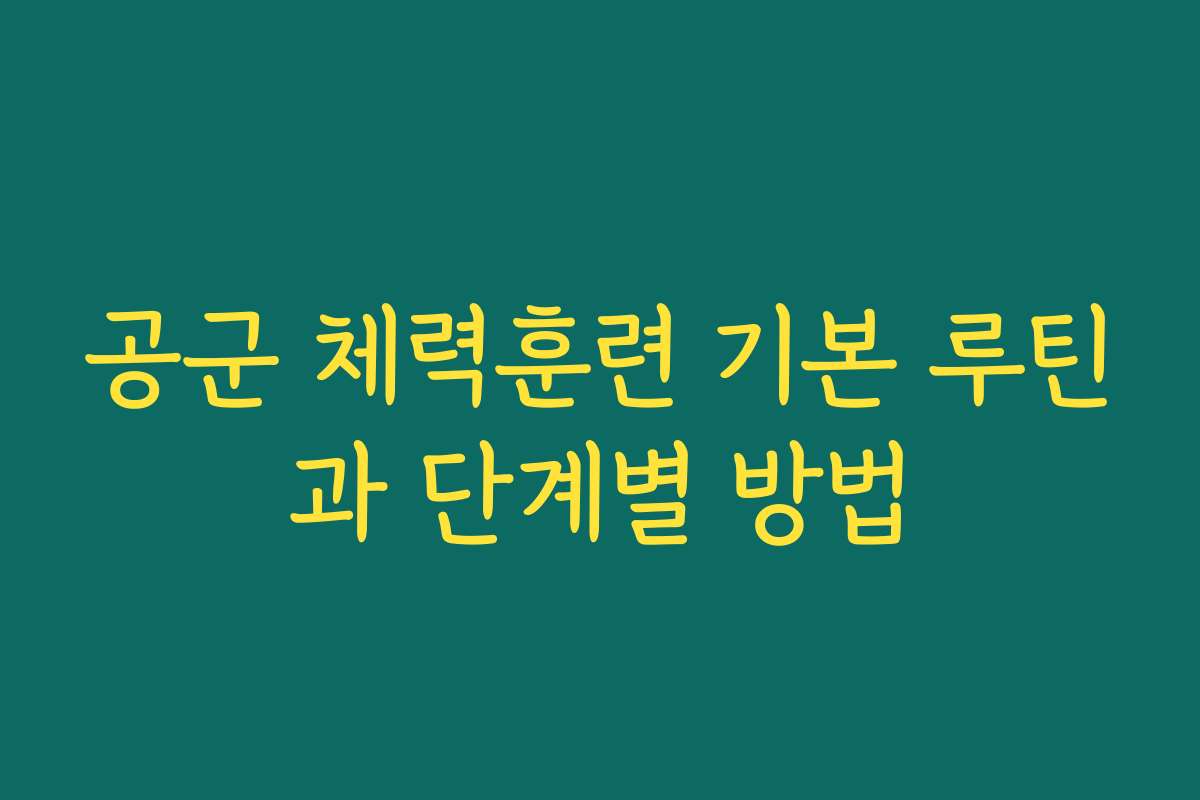 공군 체력훈련 기본 루틴과 단계별 방법 공군 체력훈련 기본 루틴과 단계별 방법