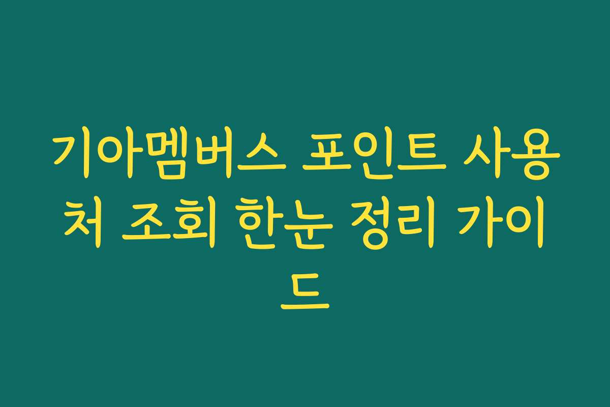 기아멤버스 포인트 사용처 조회 한눈 정리 가이드 기아멤버스 포인트 사용처 조회 한눈 정리 가이드