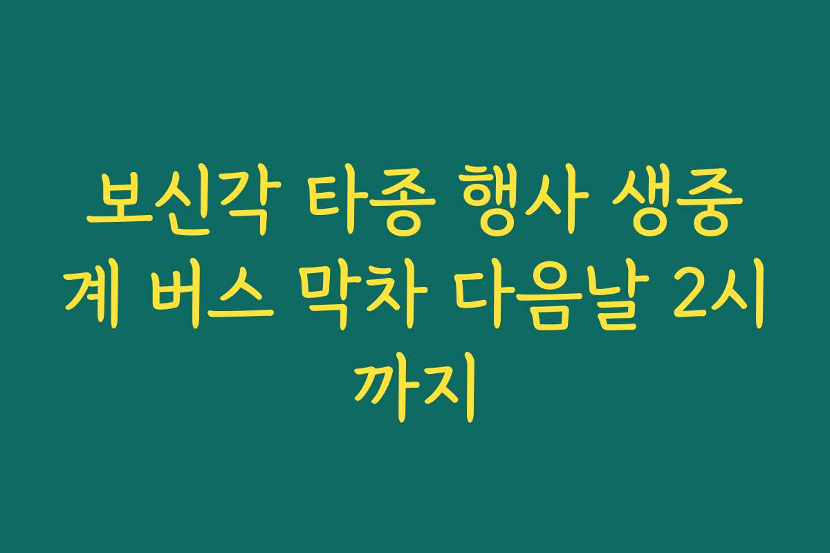 보신각 타종 행사 생중계 버스 막차 다음날 2시까지