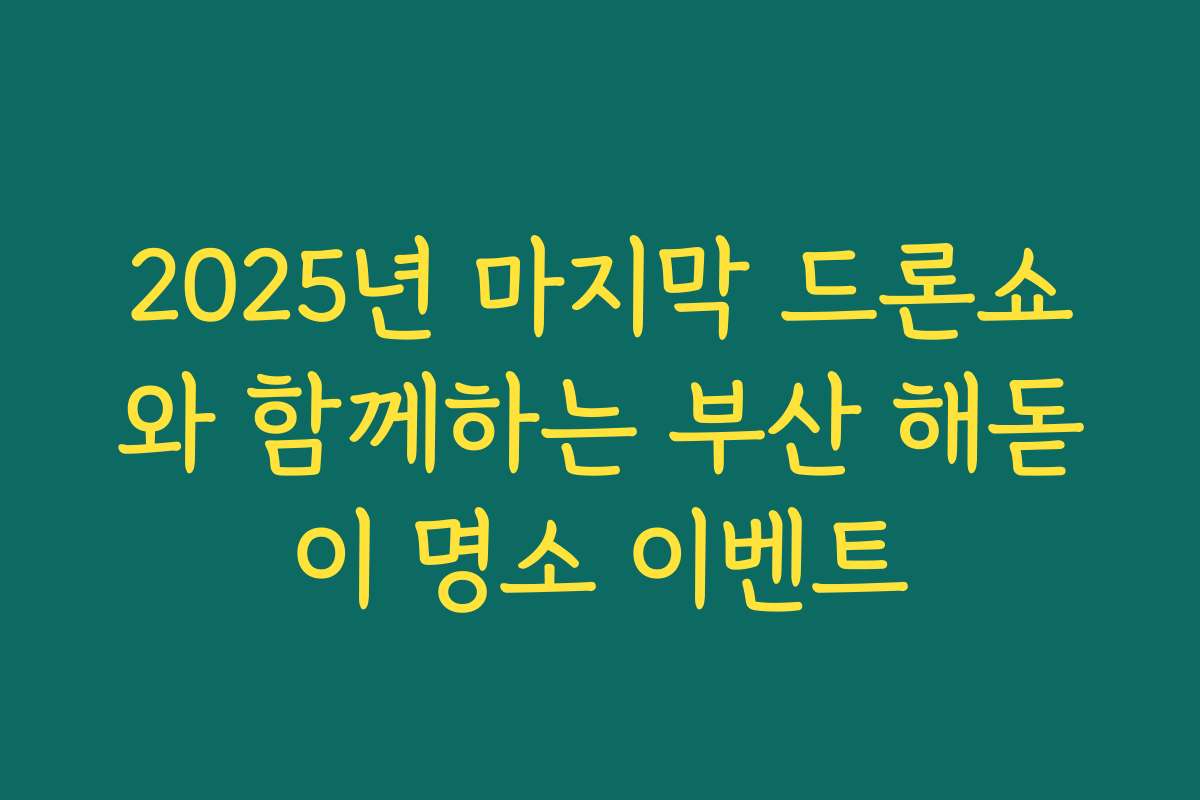 2025년 마지막 드론쇼와 함께하는 부산 해돋이 명소 이벤트