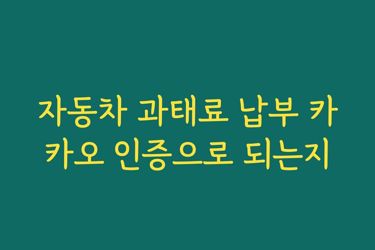 자동차 과태료 납부 카카오 인증으로 되는지