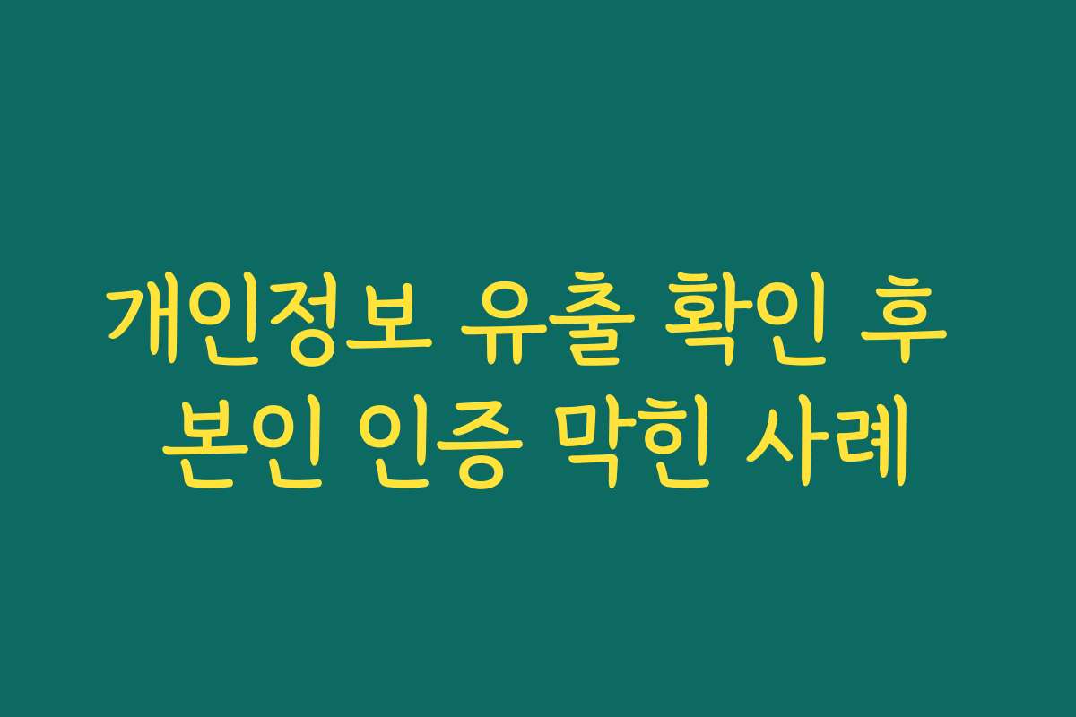 개인정보 유출 확인 후 본인 인증 막힌 사례 개인정보 유출 확인 후 본인 인증 막힌 사례