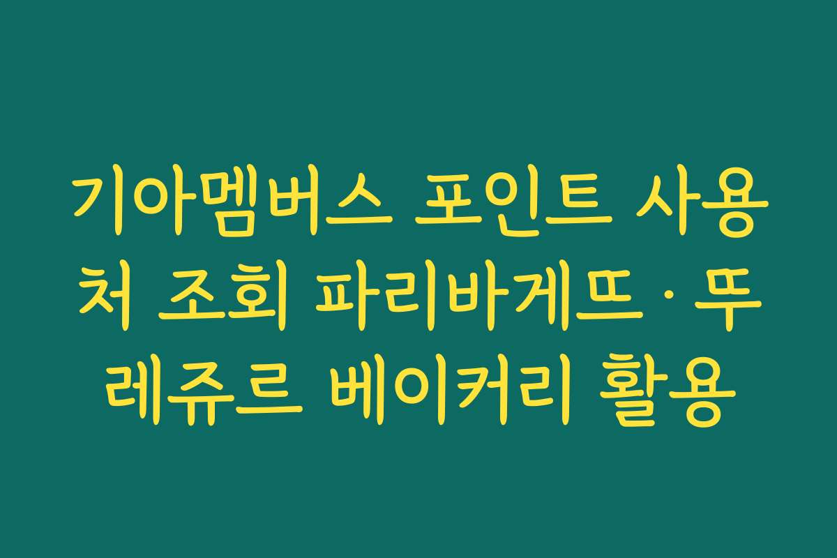 기아멤버스 포인트 사용처 조회 파리바게뜨·뚜레쥬르 베이커리 활용